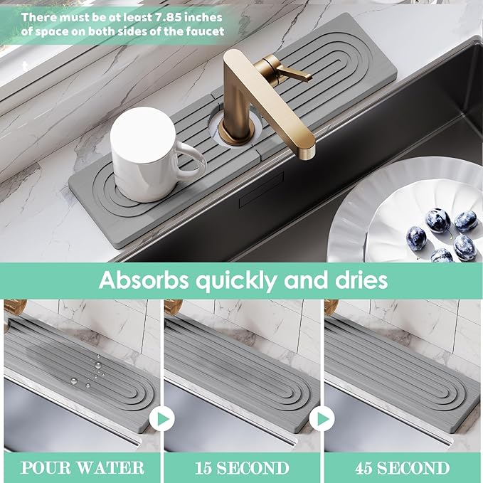 15.7 Inch Long Stone Faucet Mat
