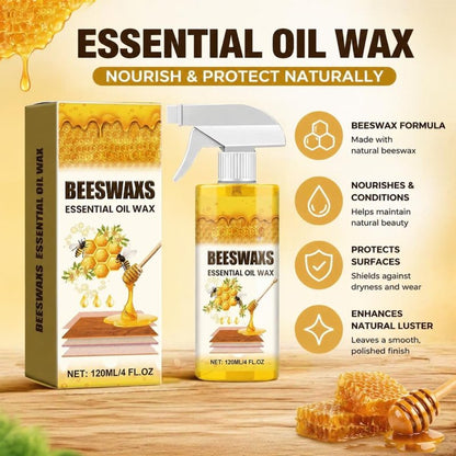 Beeswax Wood Polish Spray – Natural Beeswax Furniture Polish & Wood Cleaner, Multi-Purpose Wood Care Spray for Cabinets, Tables & Floors, Restores Shine & Protects Surface (1 Pack)