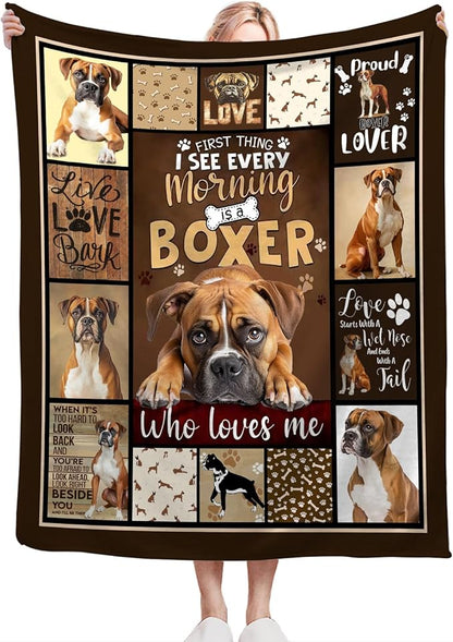 Boxer Dog Blanket, Puppy Throw Blankets, Animal Fuzzy Plush Blanket Ultra Soft for Dog Lover Gift Kids Teens Women Men Girls Boys Stuff Decor for Home Bedding Sofas Couch Camping 50"X40"