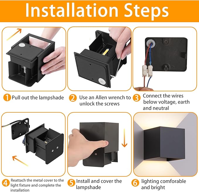 4 Pack Outdoor Wall Sconces Exterior/Interior LED Wall Lights, 4.72"Square Modern Wall Sconce Fixture Set, Up and Down Lights IP65 Outdoor Waterproof Lights, 20W Warm Light 3000K Indoor Sconce.