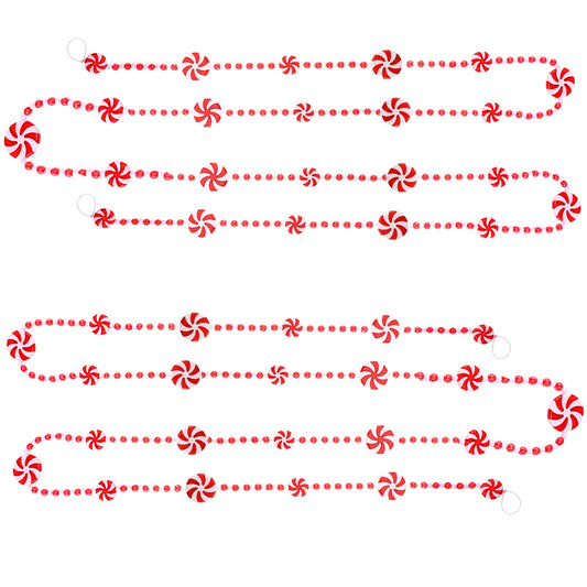 2 Pieces 19.6 ft Plastic Christmas Candy Cane Garland - Xmas Tree, Wreath, Fence & Fireplace Decor