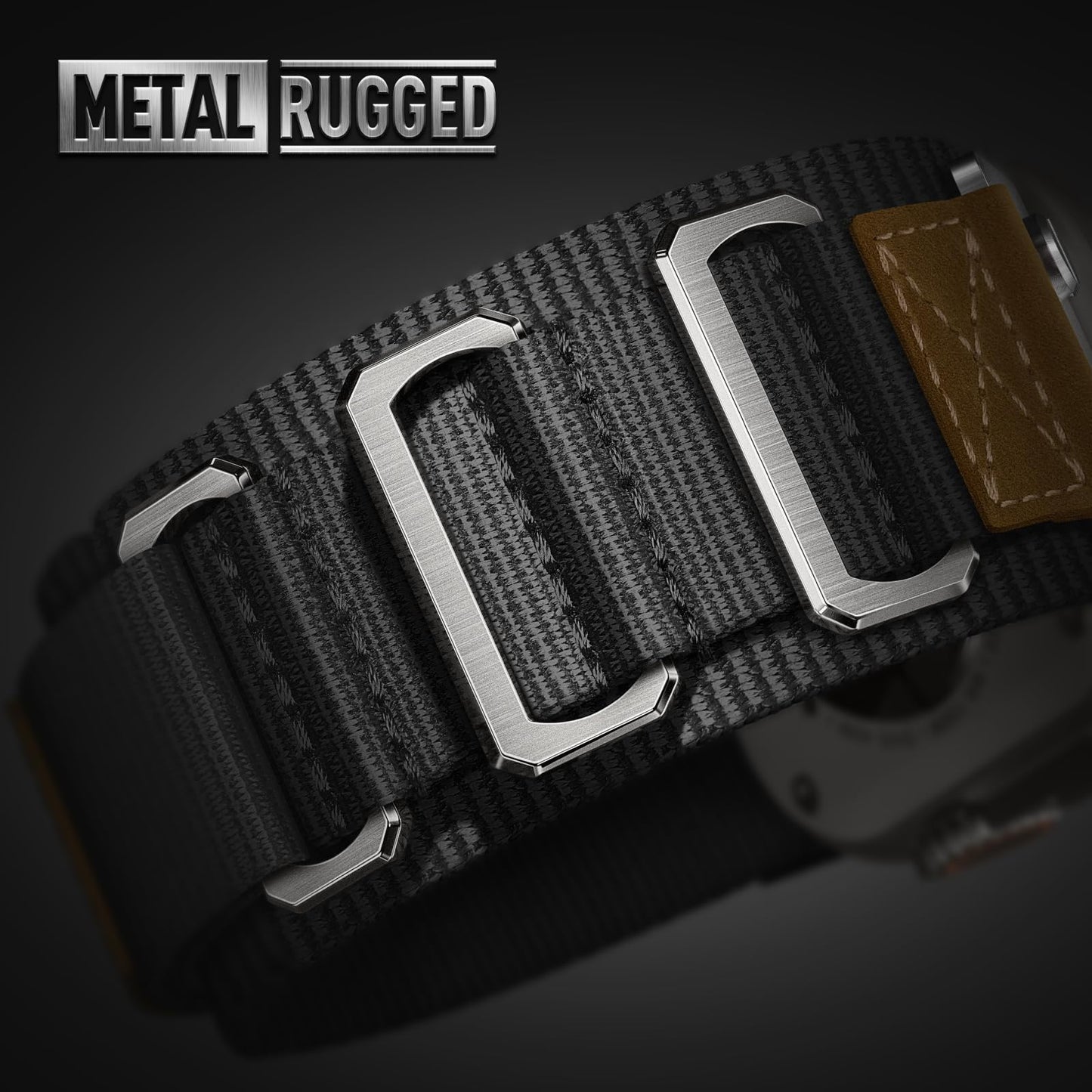 Suitisbest Rugged Bands Compatible for Apple Watch Ultra Band 49mm 46mm 45mm 44mm 42mm, 3 Ring Military Nylon Sport Durable Metal Strap for iWatch Series 11 10 9 8 7 6 5 4 3, SE 3 2 1, Ultra 3 2 1