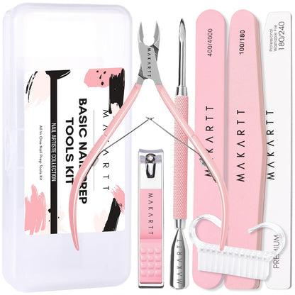 Makartt Cuticle Trimmer with Cuticle Pusher, Silver Nail Trimmer Nail Care Manicure and Pedicure Kit with Stainless Steel Cuticle Nipper and Dual End Nail Pushers for Home Salon Use (Pack of 3 PCS)