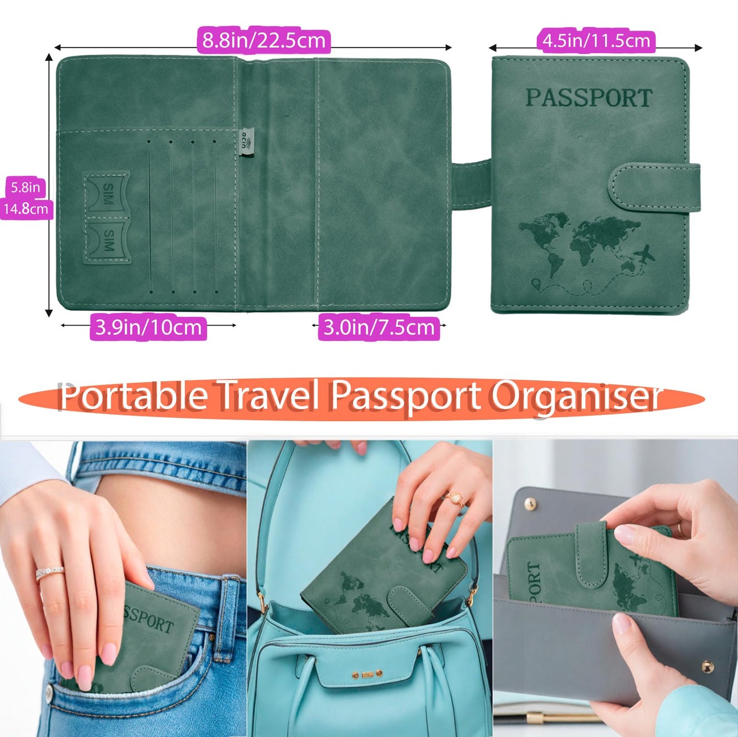 Passport Holder for Travel Essentials, 2 Pack Rfid Passport Cover for Women Men