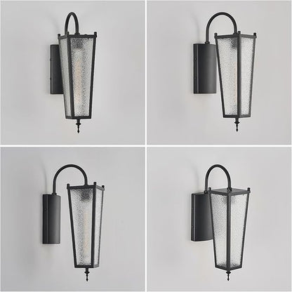 Outdoor Wall Light, Black Metal Sconce, 17.1in Exterior Waterproof Lantern with Clear Glass, Farmhouse Porch Wall Mount Lighting for Garage, Patio, Front Door