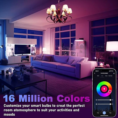 5W=40W, A15 Smart Bulb, Compatible with Alexa, Google Home, E26, Color Changing, Dimmable LED WiFi Light Bulbs, No Hub Required, 1 Pack