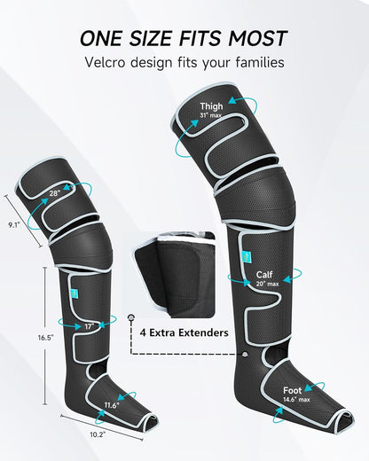 ALLJOY Leg Massager for Circulation and Pain Relief FSA, Christmas Gifts for Men Women Dad Mom, Leg Massager with Heat and Compression, 2 Heat 5 Modes 4 Intensities 4 Extenders