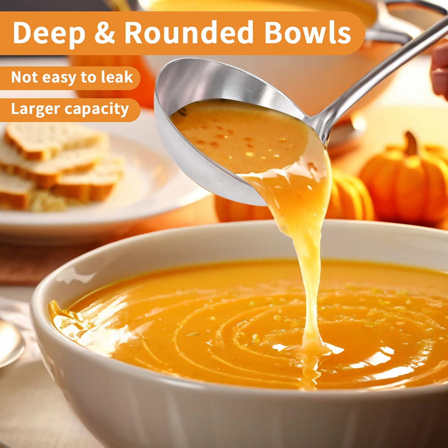 5 Pcs Newness Cooking Utensils Set, 304 Stainless Steel Kitchen Utensils Set, Metal Kitchen Accessories, Include Soup Ladle, Slotted Skimmer Spoon, Spaghetti Spoon and Spatula, Dishwasher Safe