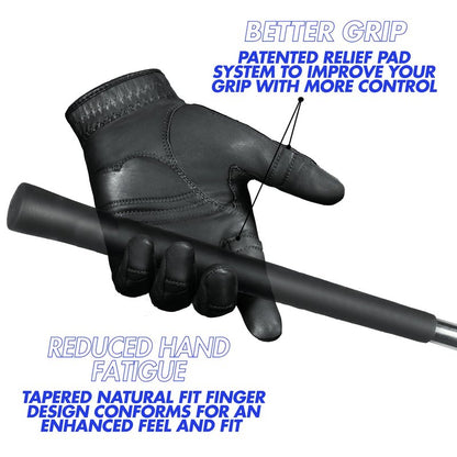 Bionic Men's StableGrip with NaturalFit 2.0 Golf Glove with Dual Expansion Thumb for Best Fit - Premium Cabretta Leather… (Black, Cadet Large, Left)