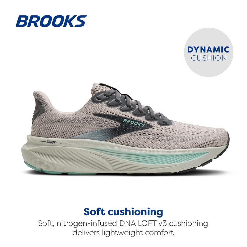 Brooks Women’s Ghost 17 Neutral Running Shoe - Mauve/Yucca/Bluewash - 9 Medium