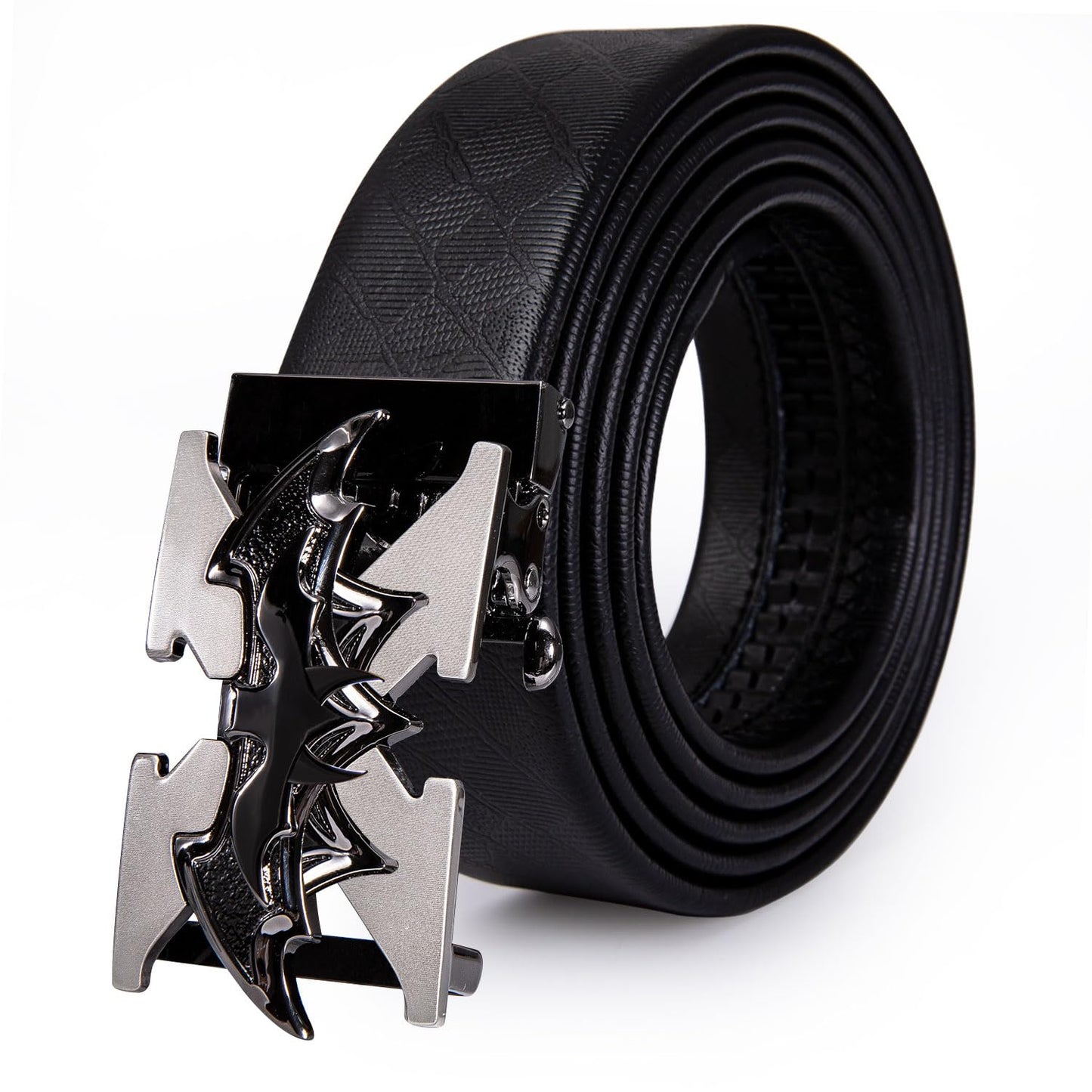 Dubulle Men Designer Belt Genuine Leather Black Fashion Adjustable Sliding Automatic Buckle for Casual Party Gift