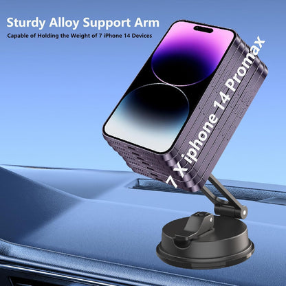 Vacuum Magnetic Phone Holder, Suction Cup Phone Mount, Foldable Strong Magnetic Cell Phone Holder for Car/Gym/Mirror/Smooth Surface,Compatible with iPhone Galaxy Phone-Black