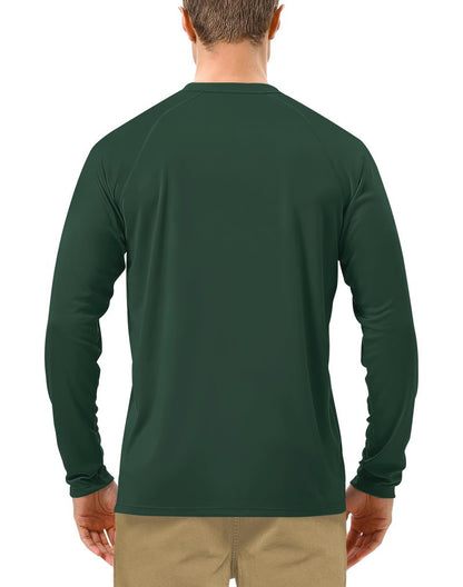 Roadbox Mens UPF 50+ Long Sleeve SPF Diving Rash Guard UV Sun Protection Shirts for Outdoor Fishing Hiking Swimming Running Emerald Green