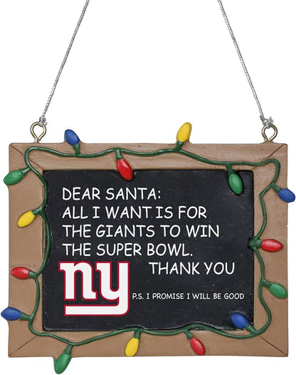 NFL Resin Holiday Christmas Chalkboard Sign Ornament