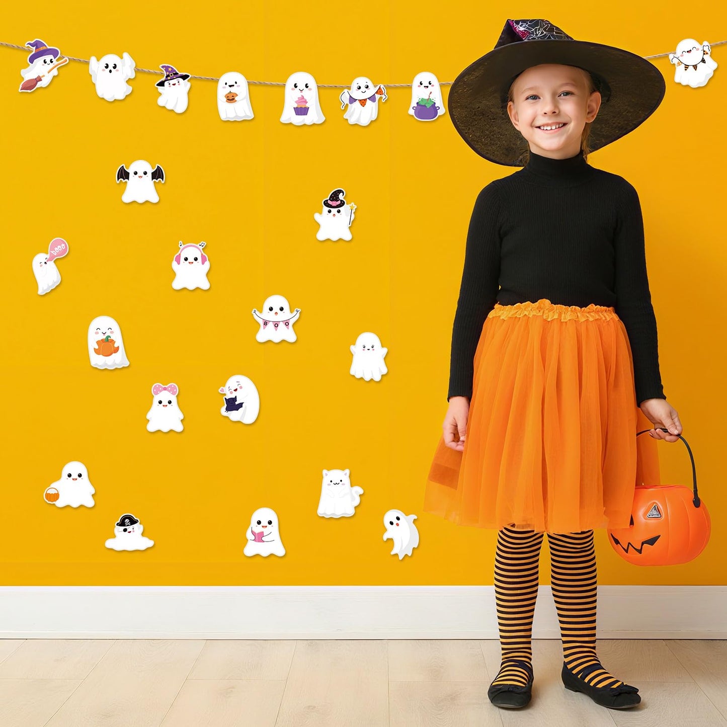 Zonon 90 Pcs Halloween Ghost Cutouts Cute White Pink Paper Ghost Bulletin Board Decor for Classroom Bulletin Boards Wall Trees School Halloween Home DIY Treat Baby Shower Party Decorations Supplies