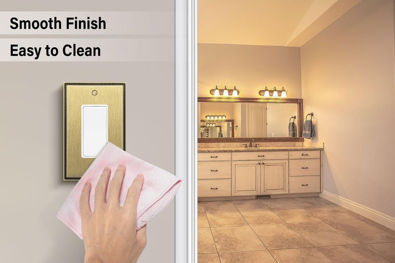 Henne Bery Soft Modern Decorative Wall Plate Switch Plate Outlet Cover (Single Decorator 2PK, Antique Brass)