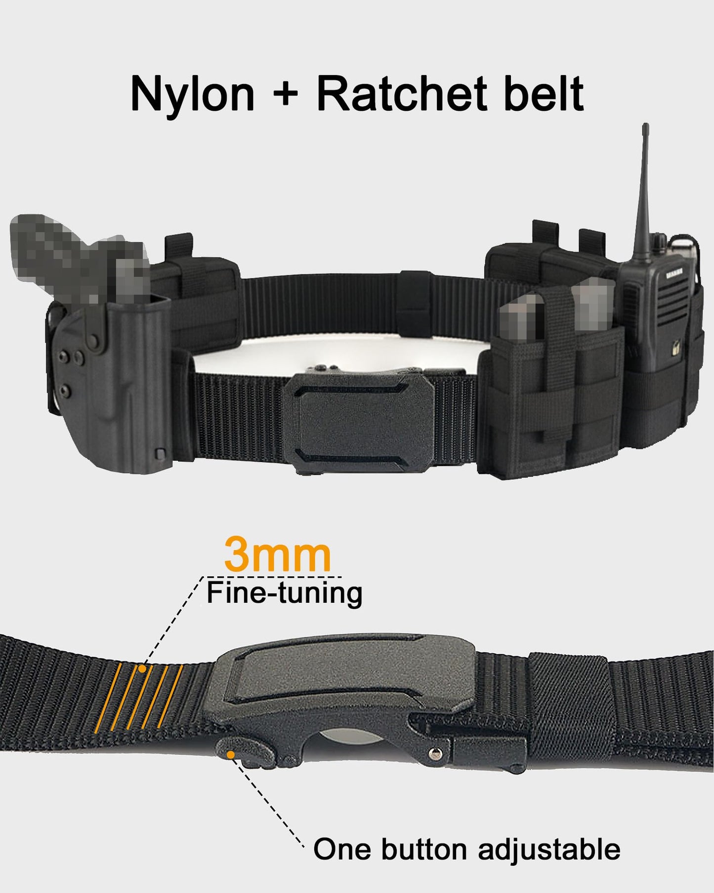 EZL Men's Tactical Belt, 1.5" Nylon Ratchet Belt for Work Duty EDC