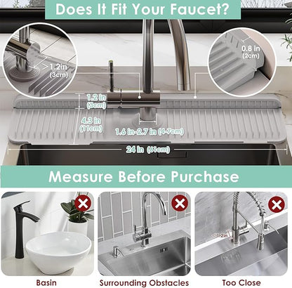 24 Inch Silicone Faucet Mat for Kitchen Sink Splash Guard