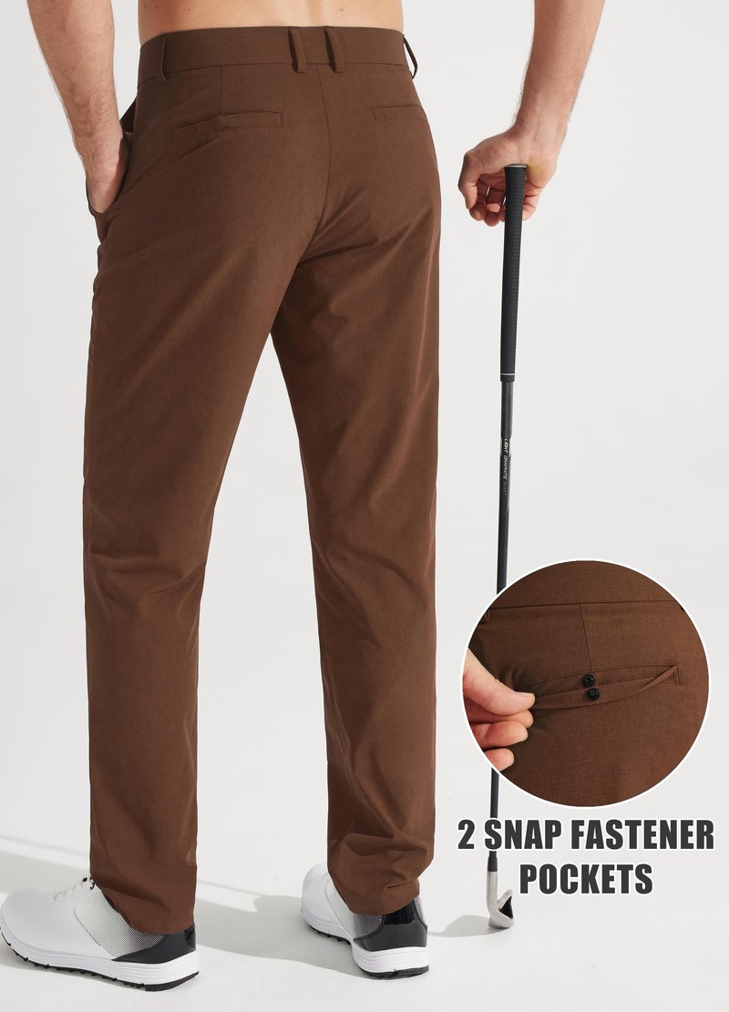 Libin Men's Pants 30" Comfy Business Casual Golf Pants Quick Dry Lightweight Fashion Outfits for Men Travel Vocation Dress Work Water Resistant, Light Coffee, 33W x 30L