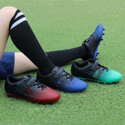 brooman Kids Firm Ground Soccer Cleats Boys Girls Athletic Outdoor Football Shoes (1,Black Red)