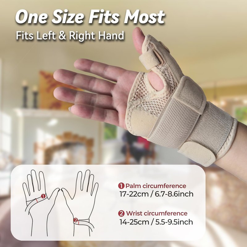 Hamshine New Updated Thumb Brace for Women and Men, Reversible Trigger Thumb Splint for Day & Night Support, Breathable Thumb Stabilizer for Arthritis, Tendonitis, Sprains Thumb Pain Relief (Khaki)