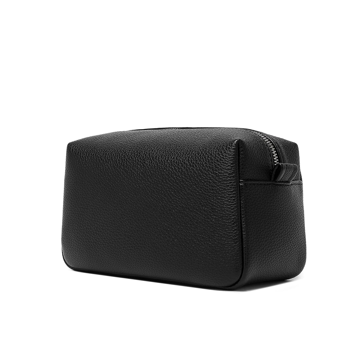 YONBEN PU leather Organizer Bag Lightweight Cosmetic Bag with Ring Clasp Perfect Travel Makeup Bag for Women (Black/PU)