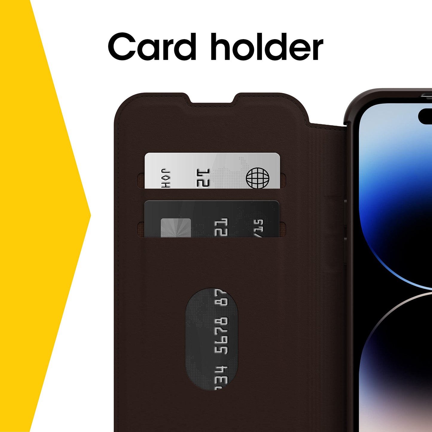 OtterBox iPhone 14 Pro (ONLY) Strada Series Case - Espresso (Brown), Card Holder, Genuine Leather, Pocket-Friendly, Folio case
