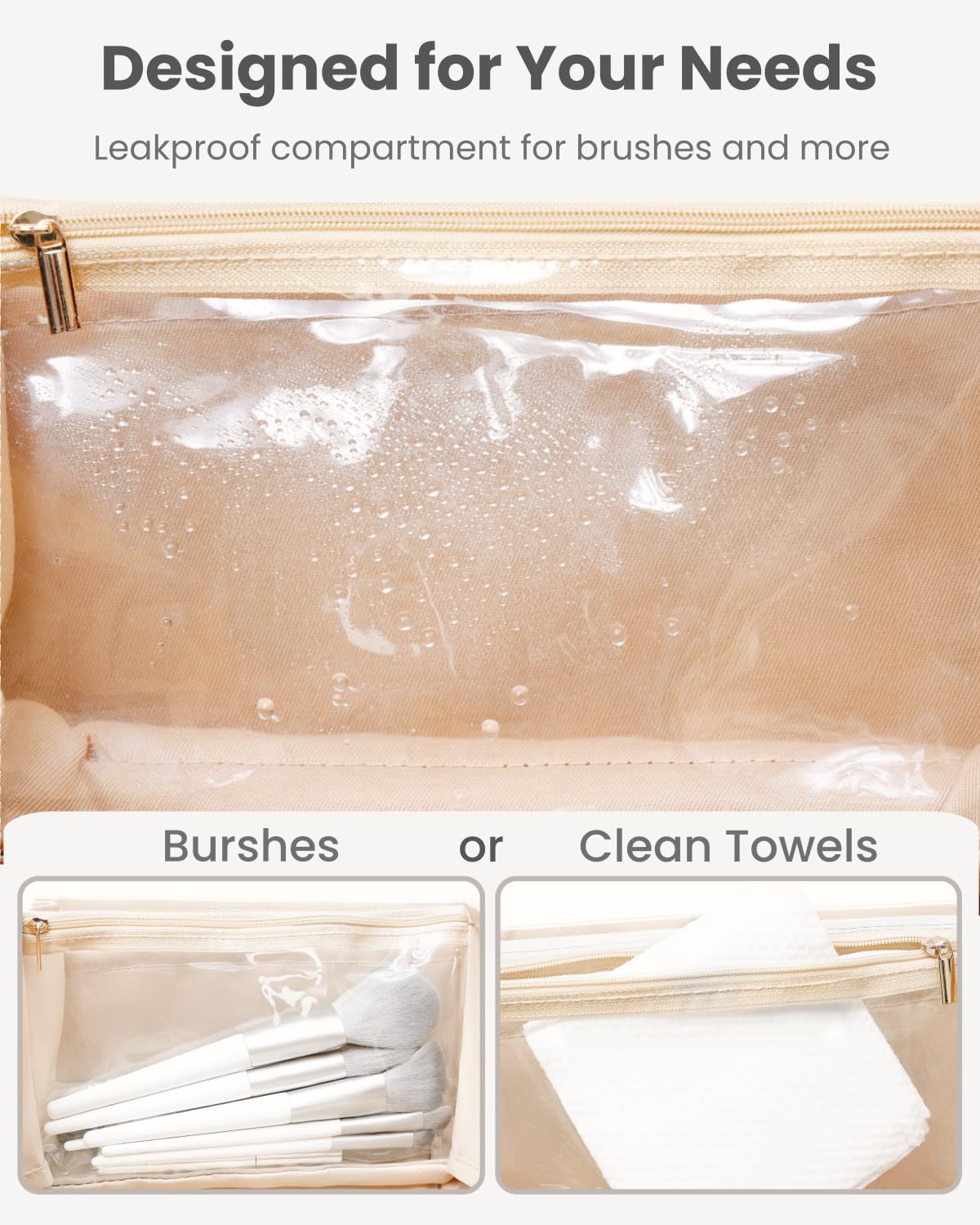 Travel Makeup Bag, Large Capacity Cosmetic Organizer Bag for Women, 180° Flat Open Makeup Case with Compartments, Waterproof PU Leather Toiletry Bag for Skincare, Brushes & Beauty Travel Essentials