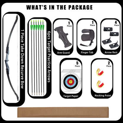 SOPOGER Archery Bow and Arrow Adult - Takedown Recurve Bows Archery Set for Adults Youth Beginner 20lbs 30lbs 40lbs Left and Right Handed Outdoor Target Practice Hunting (PRO KIT 20LBS)
