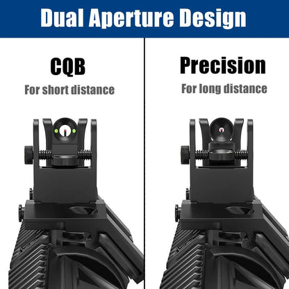 UUQ 45 Degree Offset Fiber Optic Iron Sights,Flip Up Front Rear Sites with Red&Green Dot,BUIS Backup Sight Set， Tool-Free Adjustable Front Sight Rapid Transition,Fits Picatinny and Weaver Rails