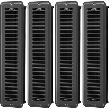 2x14 Floor Register, Matte Black Vent Cover 4 Pack, Heavy Duty Steel Walkable Floor Vents, Floor Register Vents with Easy Adjust Air Supply Lever, Rust Proof Finish Registers Grilles