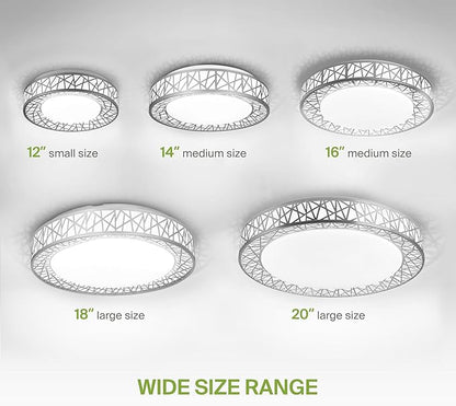 ASD 16 Inch LED Flush Mount Ceiling Light Fixture for Bedroom, 28W 1752LM 5CCT 2700K-5000K, Triac Dimmable Lights, Dining, Living Room, Kitchen Lamps, Modern Home Lighting Fixtures, Nickel, ETL
