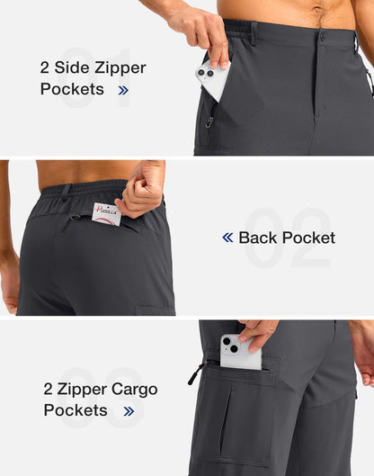 Pudolla Men's Hiking Shorts 11" Lightweight Cargo Work Shorts for Men Summer Travel Golf Casual Outdoor with 5 Pockets(Deep Grey Medium)