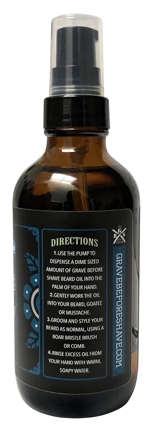 Grave Before Shave Leather/Cedar-wood scent Beard Oil 4 oz. BIG BOTTLE
