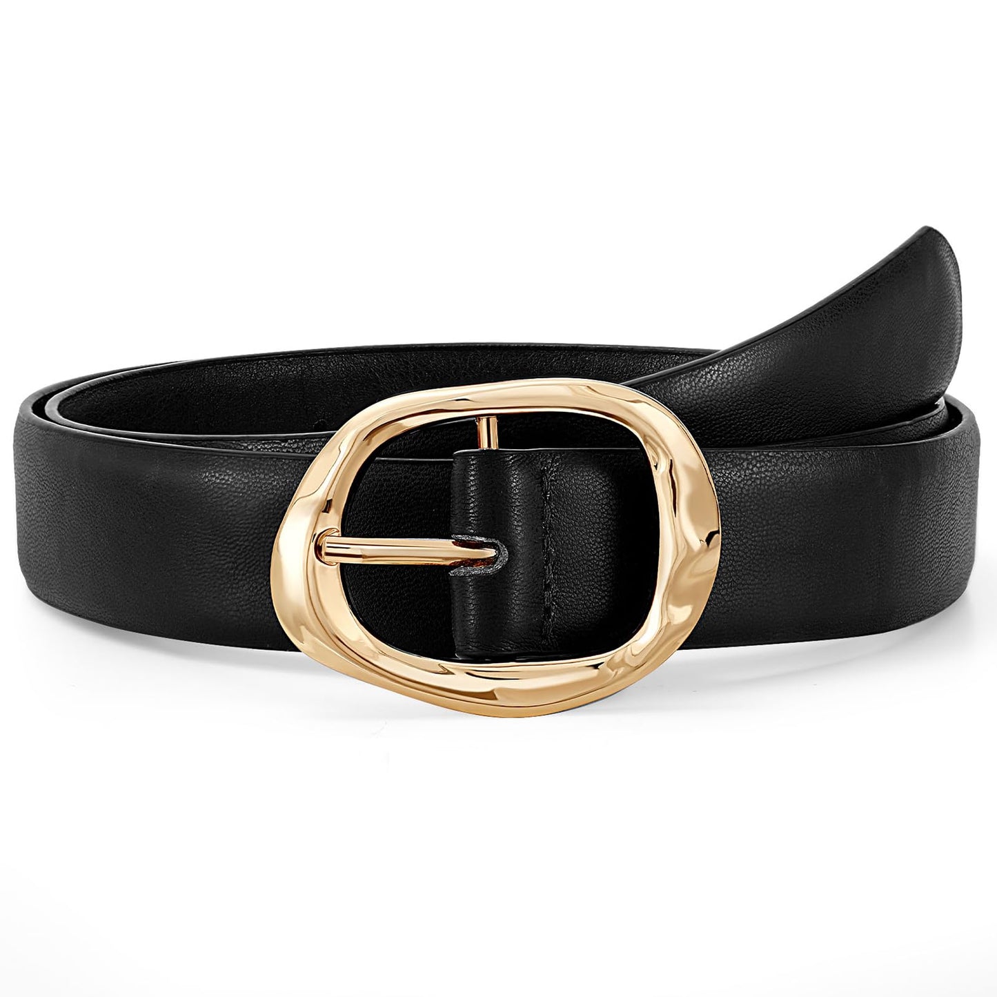 JASGOOD Women Leather Belt for Jeans Pants Ladies Casual Waist Belt Fashion Women Belt with Gold Buckle