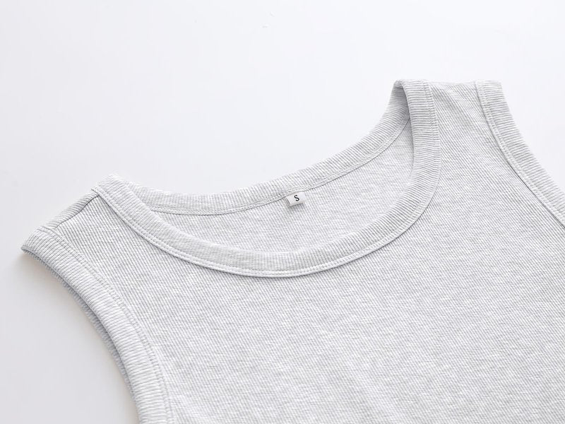 ANRABESS Womens Sleeveless High Neck Tank Tops Fashion Summer Casual Basic Slim Fit Ribbed Racerback Top Shirt Clothes Light Gray Large