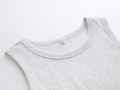 ANRABESS Womens Sleeveless High Neck Tank Tops Fashion Summer Casual Basic Slim Fit Ribbed Racerback Top Shirt Clothes Light Gray Large