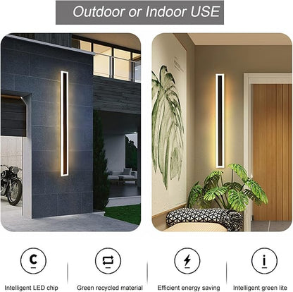 2 Pack-59INCH Long Outdoor LED Wall Lights,45W Waterproof IP65 Warm White led Wall Light Rectangular Black Wall Light,led Porch Lights Outdoor Wall Elegant Frosted White Acrylic Anti Rust