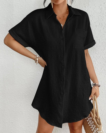 Bsubseach Women Swimsuit Coverup Shirt Dress Button Down Bathing Suit Cover Up Beach Vacation Outfits Black L