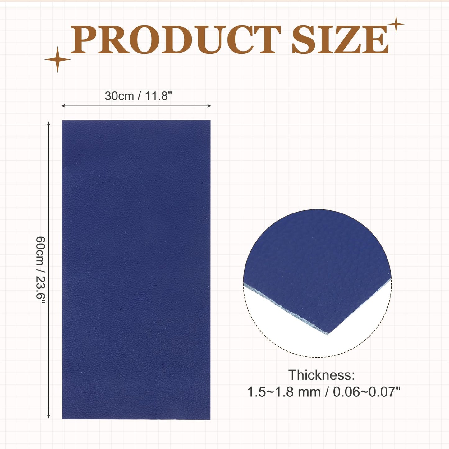MECCANIXITY Thick Full Grain Leather Sheet, 23.6 x 11.8 Inch Natural Cow Leather 1.5-1.8 mm Fabric Pieces for DIY Craft Furniture Office Belts Notebook Covers,Dark Blue