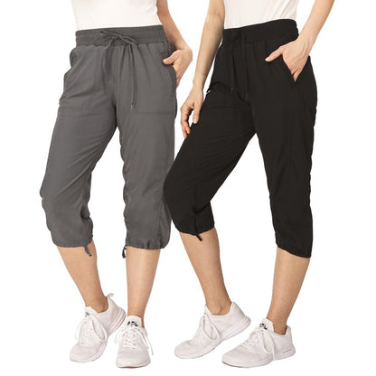 Ultra Performance Capri Pants for Women 2 Pack Womens Capris Hiking Capri Pants Summer Clothes for Women (Avail in Plus Size) Black, Charcoal