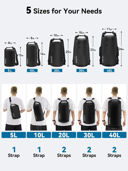 HEETA Waterproof Dry Bag for Women Men, Roll Top Lightweight Dry Storage Bag Backpack with Emergency Whistle for Travel, Kayaking, Boating, Camping, Beach, Cruise Ship Essentials (Black, 30L)