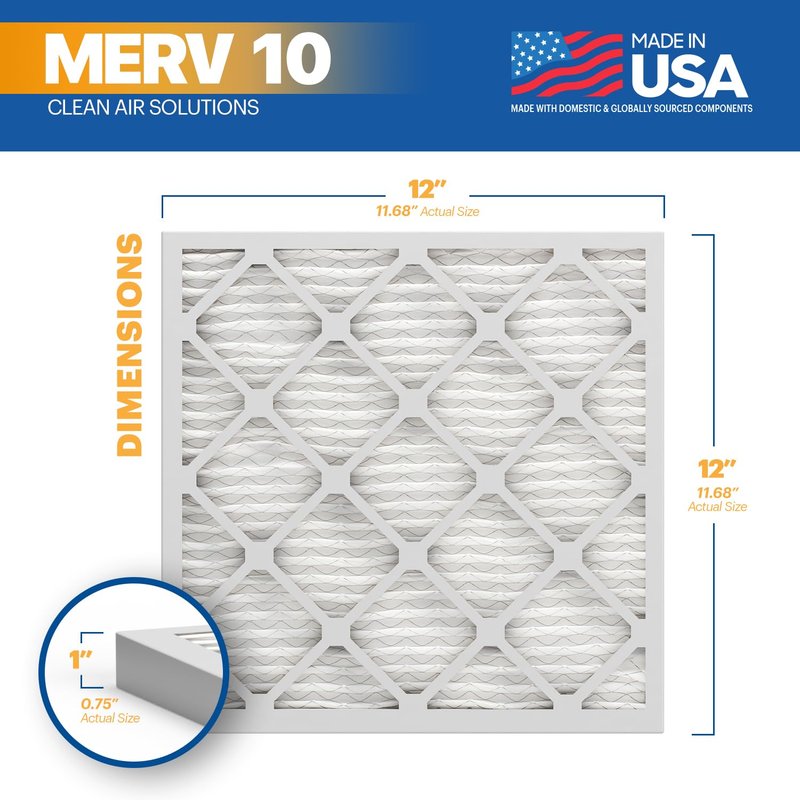 BNX TruFilter 18x20x1 MERV 10 (4-Pack) AC Furnace Air Filter - MADE IN USA - Pleated Air Conditioner HVAC AC Furnace Filters - Removes Odor, Mold, Bacteria, Smoke