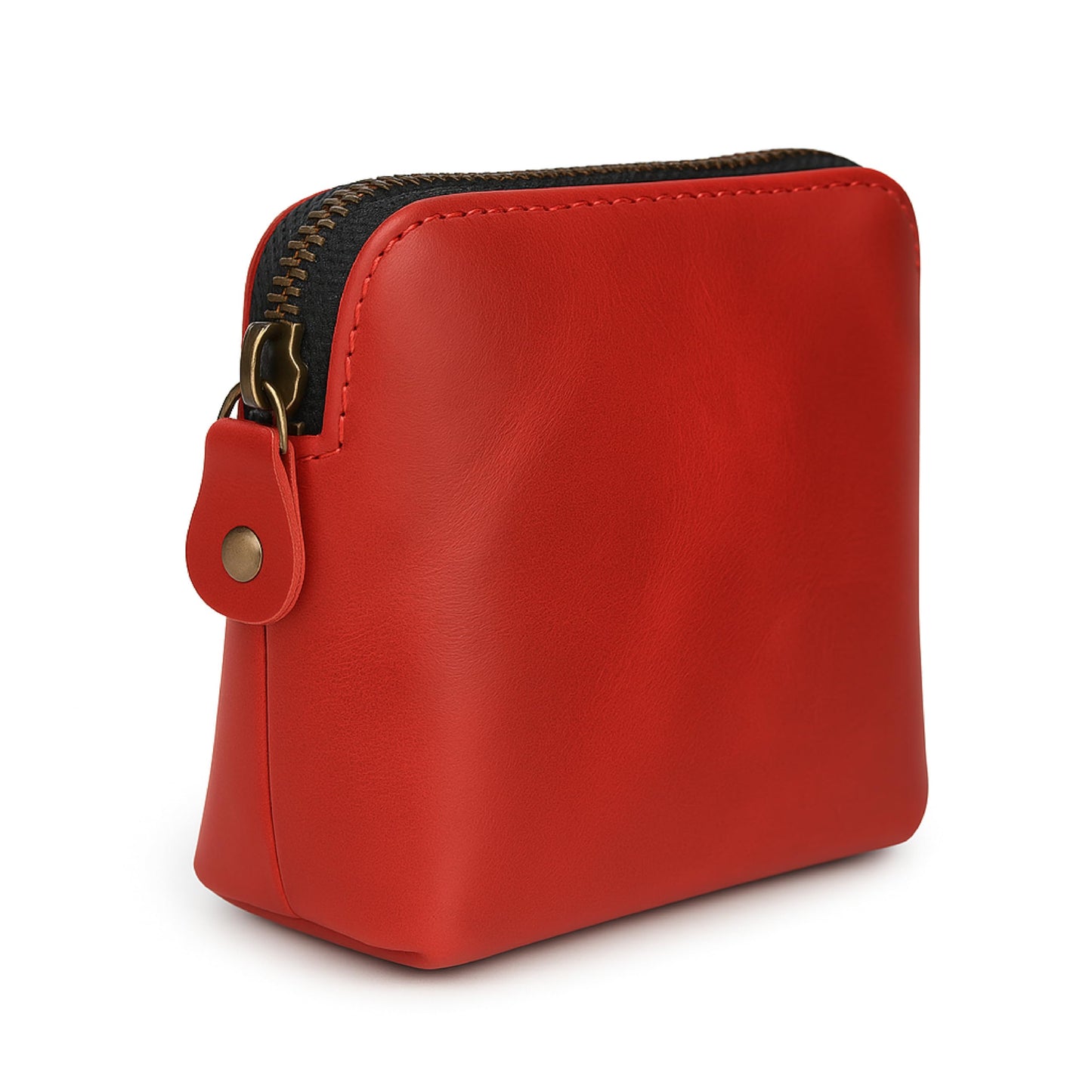 TheAntiq Full Grain Leather Cosmetic Bag – Zippered Makeup Pouch for Women, Small Travel Toiletry & Organizer Pouch for Purse, Premium Handmade Leather (5 × 4 × 2.5 in)