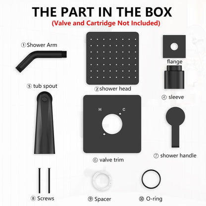 Replacement for Delta 13/14 Series Shower Trim Kit, Compatible with Delta R10000 Valve Tub Shower Faucet Set, Black Shower Head and Handle Set, Matte Black (Cartridge and Valve Not Included)