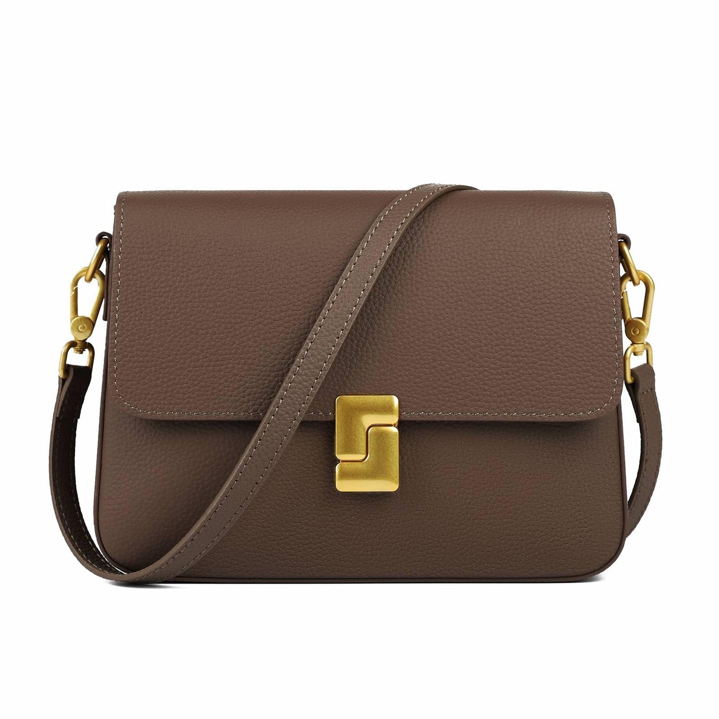 MFFOR Genuine Leather Shoulder Bags for Women, Crossbody Purses Vintage Handbags, Designer Bag with 2 Shoulder Straps (Coffee)