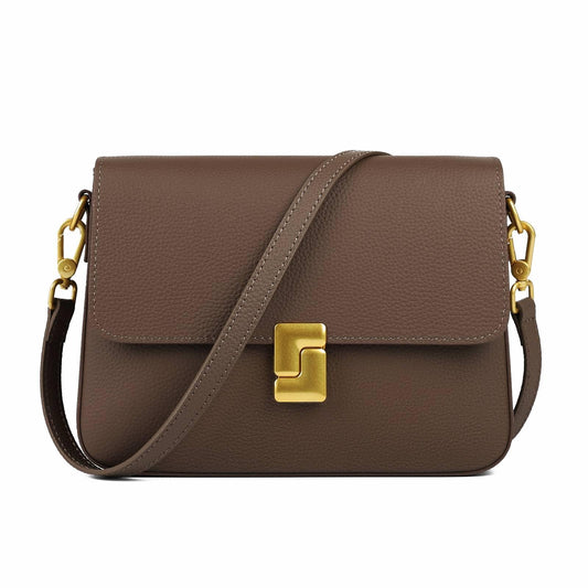 MFFOR Genuine Leather Shoulder Bags for Women, Crossbody Purses Vintage Handbags, Designer Bag with 2 Shoulder Straps (Coffee)
