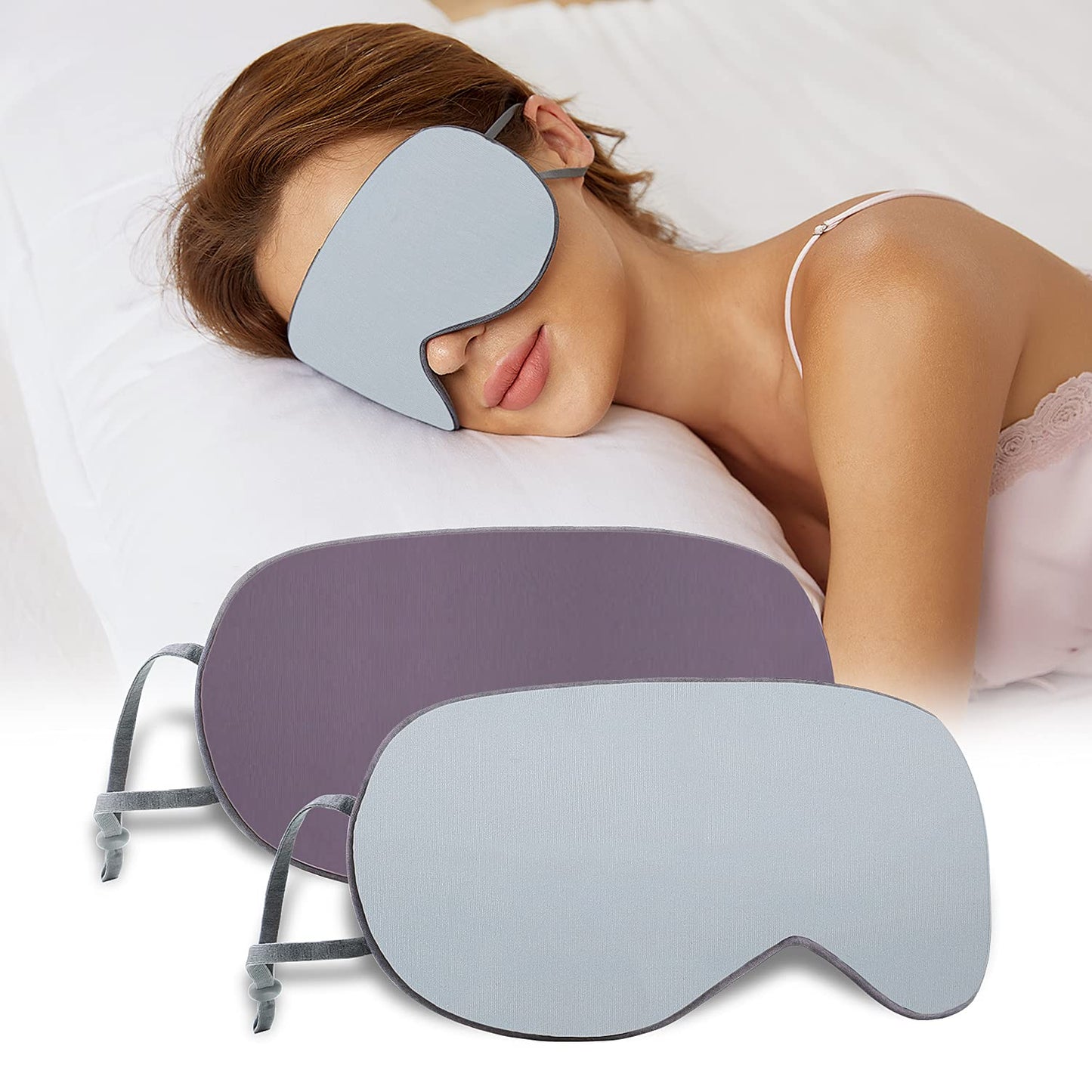 Sleeping Mask 2 Pack, Warm, Cool Double-Sided Use of Sleep Mask, Super Soft Blindfold with Adjustable Strap, Block Out Light, Comfort Sleep Eye Mask for Travel Meditation Nap