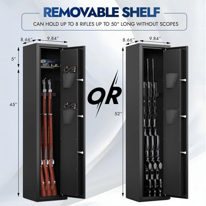 KAER 2-3 Gun Safe for Rifles and Pistols Gun Safe for Home with Quick Access Removable Shelf Gun Cabinet with Removable Gun Racks Pistol Pockets for Home,Office,Warehouse