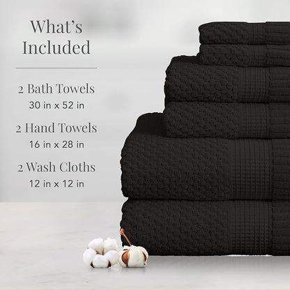 NY Loft 100% Cotton Towel Set 6 Piece | Super Soft & Absorbent Quick-Dry 2 Bath